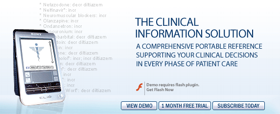 A PEPID banner advertisement from around 2005, headlined The Clinical Information Solution.